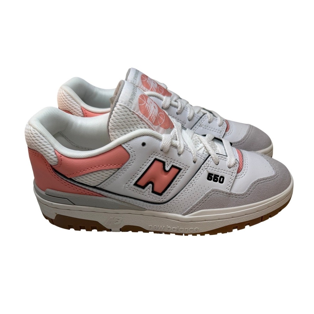 New Balance 550 Basketball Sneakers White Pink Grey Youth 5.5 Womens 7 NEW